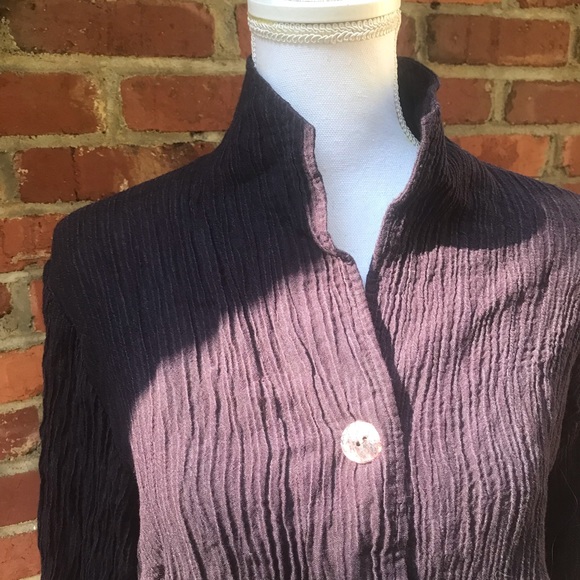 Fridaze Womens Linen Jacket Size L XL BlacK Button up Lagenlook Art to Wear - Picture 2 of 9